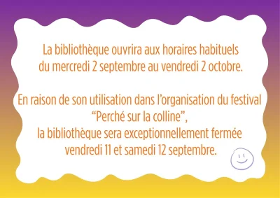 Réouverture horaires habituels bibliothèque